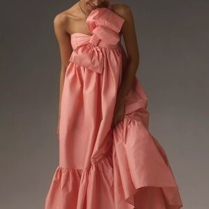 Atsu Sally Bow Maxi Dress in Pink Salmon (NWT)